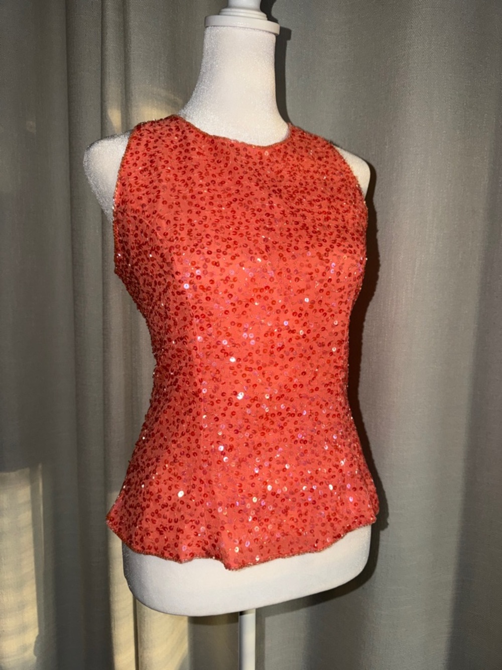 Coral Sequin Tank Top